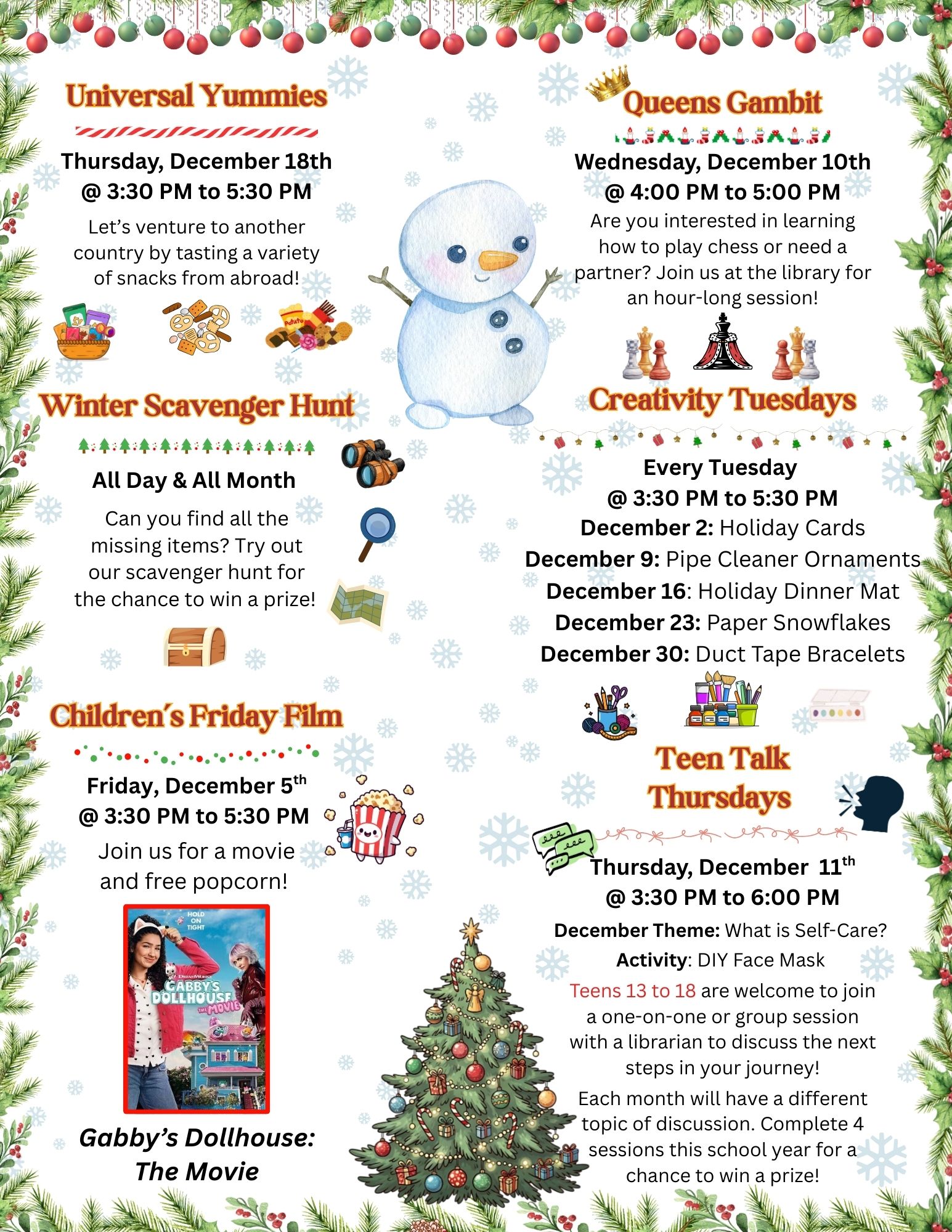 December Children's Calendar 2025 - back