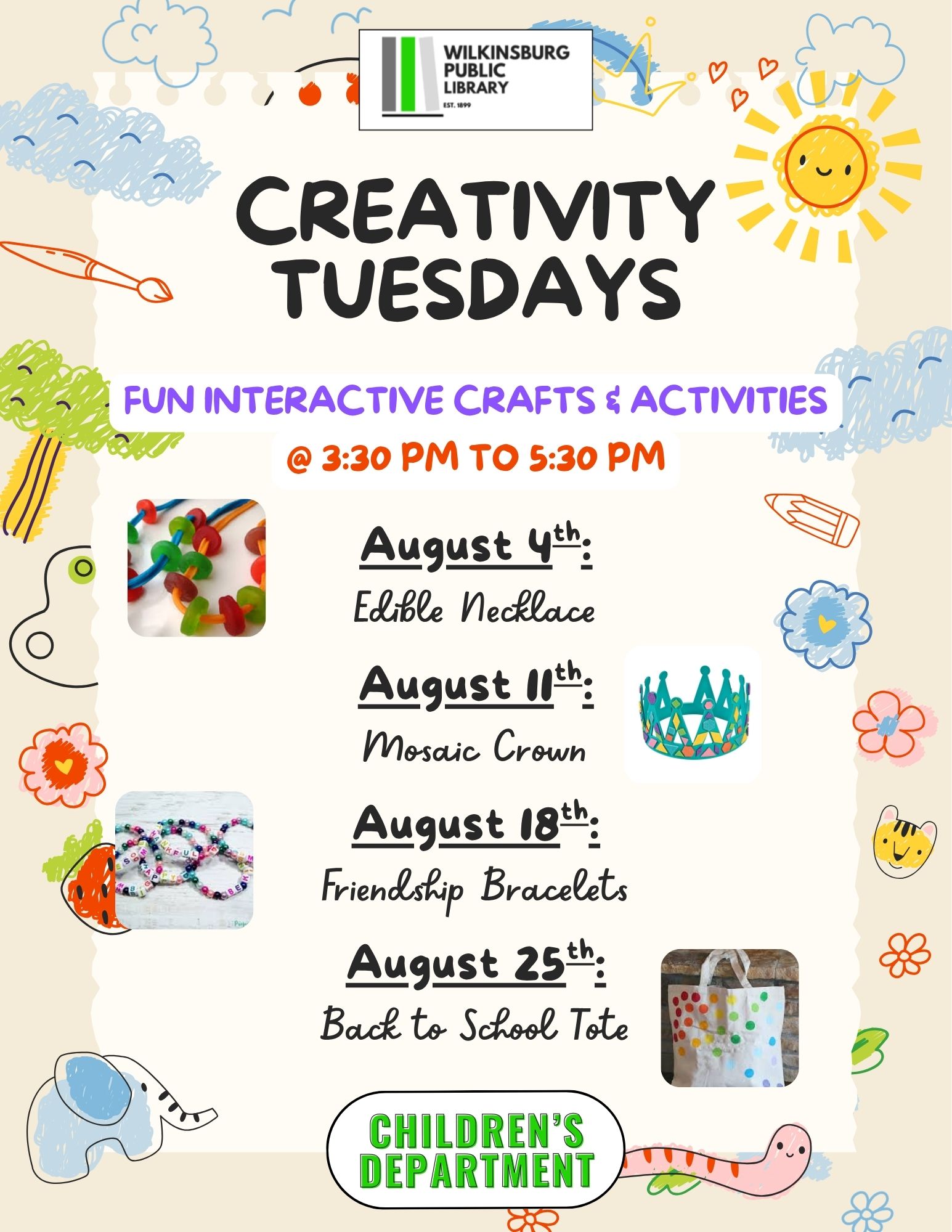 Creativity Tuesdays Summer 2026 - August